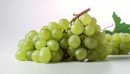 Fototapeta premium Branch of green grapes isolated on white background. Generative ai