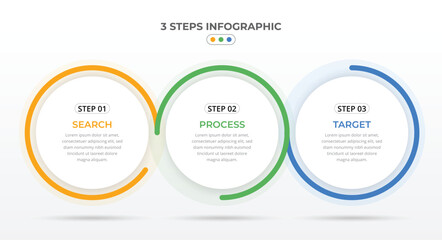Business Infographic design template Vector with icons and 3 Three steps or options. Can be used for process diagram, presentations, workflow layout, banner, flow chart, info graph, background
