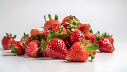 Fresh ripe strawberries on white background. Generative ai