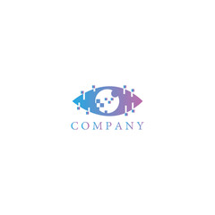 hacker eye logo, This logo design visualizes eyes with a guessing glance. It is suitable for developer business related to spying activities on digital data communications
