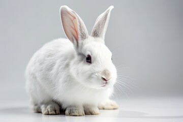 Fototapeta premium White background with a cute rabbit. Generative AI