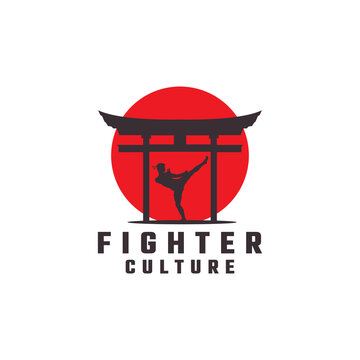 taekwondo karate traditional japanese martial arts logo vector icon symbol illustration design
