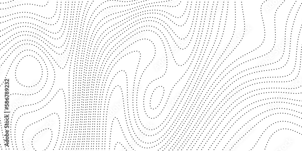 Poster dotted wave lines background. abstract wavy texture. warped and curved lines wallpaper. vector minim