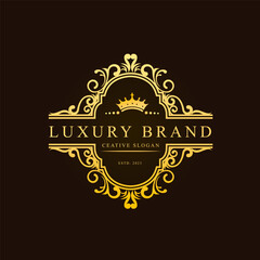Luxury Logo template flourishes calligraphic elegant ornament lines. identity for Restaurant, Royalty, Boutique, Cafe, Hotel, Heraldic, Jewelry, Fashion and other