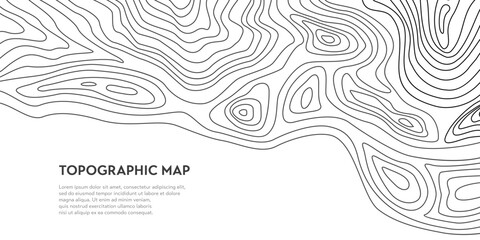 Topographic map grid, relief contour of mountain terrain lines, vector topography background. Topographic map with geographic relief texture and land landscape trail contour for cartography geography - obrazy, fototapety, plakaty
