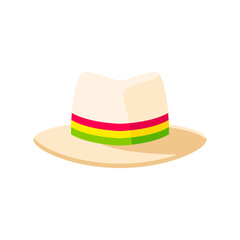 Barranquilla carnival holiday cartoon panama hat. Barranquilla carnival symbol, Colombia culture festival clothing element, traditional folklore parade or masquerade costume cartoon vector headgear