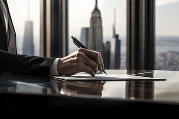 person signing a contract