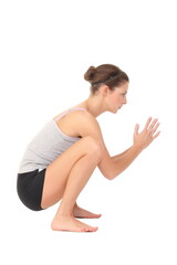 Fototapeta na wymiar woman in yoga poses on a light background