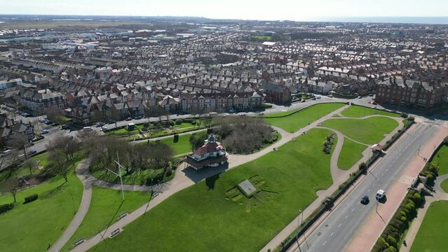 Mount Pavilion with reveal of promenade and Marine Hall at Fleetwood Lancashire UK