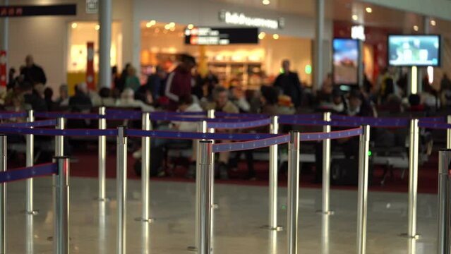 Retractable Barriers Inside The Airport. - static