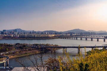 Fototapeta na wymiar View of the gangnam side of the Hangang(river), Seoul, Korea