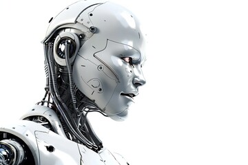 White robot isolated on a white background. industry 4.0 concept. Generative AI