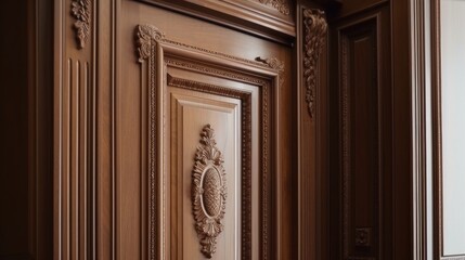 home interior detail design closeup of wall and door cornice treatment moulding detail house concept , image ai generate