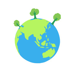 Illustration of the Earth with trees, so that we can always protect the earth. Perfect for card, poster, ect.