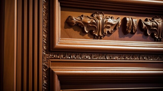 home interior detail design closeup of wall and door cornice treatment moulding detail house concept , image ai generate