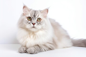 Fototapeta na wymiar Siberian cat's pretty silver pet. livestock kitten with reduced sensitivity. Generative AI
