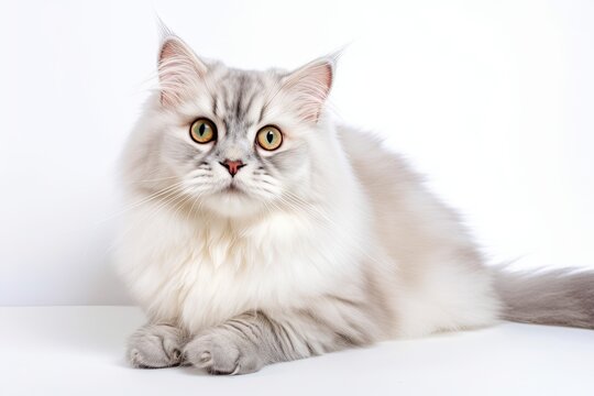 Siberian cat's pretty silver pet. livestock kitten with reduced sensitivity. Generative AI