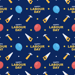 Happy Labor Day Seamless Pattern Design Illustration with Different Professions in Template Hand Drawn