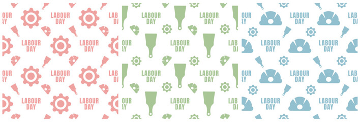 Set of Happy Labor Day Seamless Pattern Design Illustration with Different Professions in Template Hand Drawn