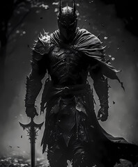 The warrior form shrouded in darkness and clad in black shadow armor.