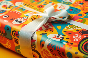 colorful gift wrap with a fun pattern. generative AI.