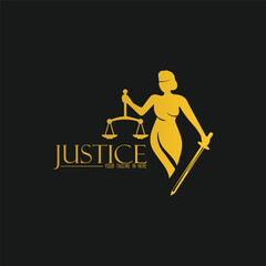 women blindfolded take scale andsword lawyer logo design inspiration 