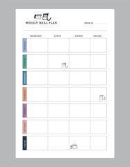 Weekly Plan Planner. Plan you food day easily. Vector illustration.