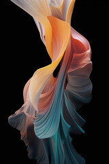 Abstract black background with Orange layers of silk, liquid, 3d rendering generative AI tool