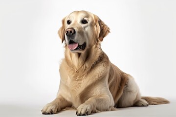 An image of a golden retriever against a white background. Generative AI