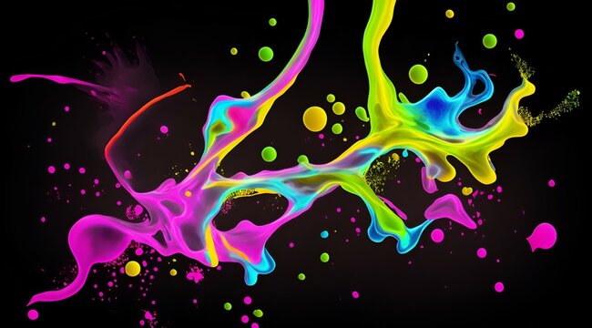 Neon art colourful splatter of paint