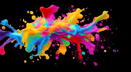 Neon art colourful splatter of paint