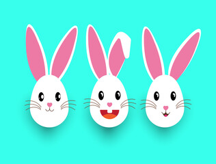 Cute Little rabbits. Bunnies in cartoon style. Vector illustrations