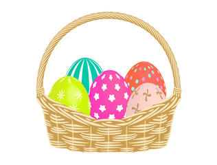 Colorful easter eggs on white background. Vector illustration.