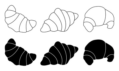 Simple croissant logo, badges, labels, icons and stickers for bakery shop.