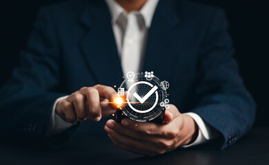 Quality Assurance and Certification Business concept. Quality Assurance Control Standards,...