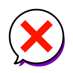 Obraz premium 赤いバツとまんまるふきだしと紫の影