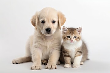 puppy and kitten. Generative AI