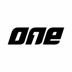 One logo design. Illustration of the word one with the number one on the letter N in negative space.
