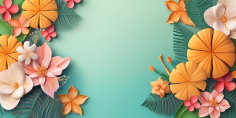 Colorful Summer time background with tropical lanscape view. generative AI