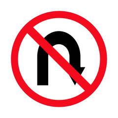 Prohibition Sign U-turn . Vector illustrations