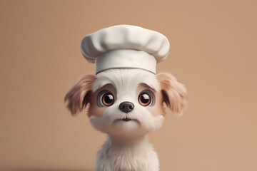 Very cute golden retrieve puppy cooking in chef costume. Generative AI