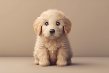 Fototapeta premium Very cute golden retrieve puppy 3d render. Generative AI