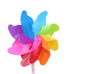 Bright multicolored windmill polygon on isolated white background.