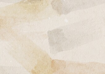 Abstract beige watercolor painting with grunge brush in earth tone color, watercolor paper texture background
