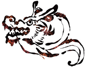 辰, 辰年, 年賀状, 2024, 2024年, テンプレート, ドラゴン, 手描き, 干支, 年賀はがき,	
