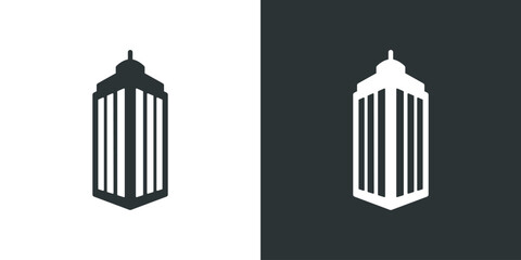 Building Icon on Black and White Vector Backgrounds