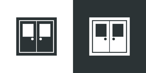 Open doors push or pull simple icons vector illustration on black and white background