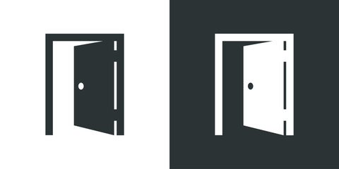 Open doors push or pull simple icons vector illustration on black and white background