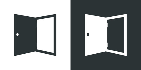 Open doors push or pull simple icons vector illustration on black and white background