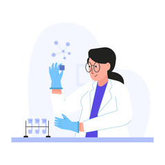 Research Scientist 2D Color Illustrations